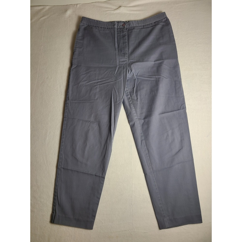 VTG Izod Lacoste Trousers Mens 32 Gray Elastic Waist Cotton Blend Pants
